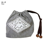 Mini Drawstring Pouch with Chemical Lace, Rose (With Japanese instruction)