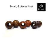 [SALE] Wood Bead with Two Different Sized Holes, Small, 2 pieces / set ( JTWT-16 )