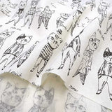 web20260425-02, YUWA Rough Sketch Cats, Price per 0.1m, Minimum order is 0.3m~ | Fabric, Sold by cutting to desired length
