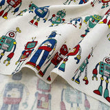 web20260716-01, Many Robots, Price per 0.1m, Minimum order is 0.3m~ | Fabric, Sold by cutting to desired length