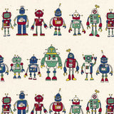 web20260716-01, Many Robots, Price per 0.1m, Minimum order is 0.3m~ | Fabric, Sold by cutting to desired length