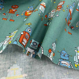 web20260716-01, Many Robots, Price per 0.1m, Minimum order is 0.3m~ | Fabric, Sold by cutting to desired length