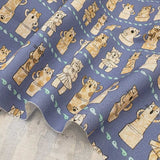 web20260821-02 【AOHIGE】Haniwa Cat, Price per 0.1m, Minimum order is 0.3m~ | Fabric, Sold by cutting to desired length