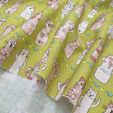 web20260821-02 【AOHIGE】Haniwa Cat, Price per 0.1m, Minimum order is 0.3m~ | Fabric, Sold by cutting to desired length